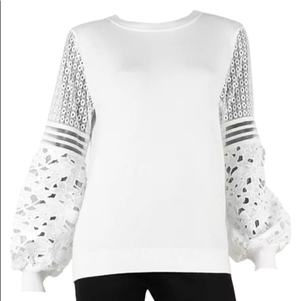 Lace sleeve sweater